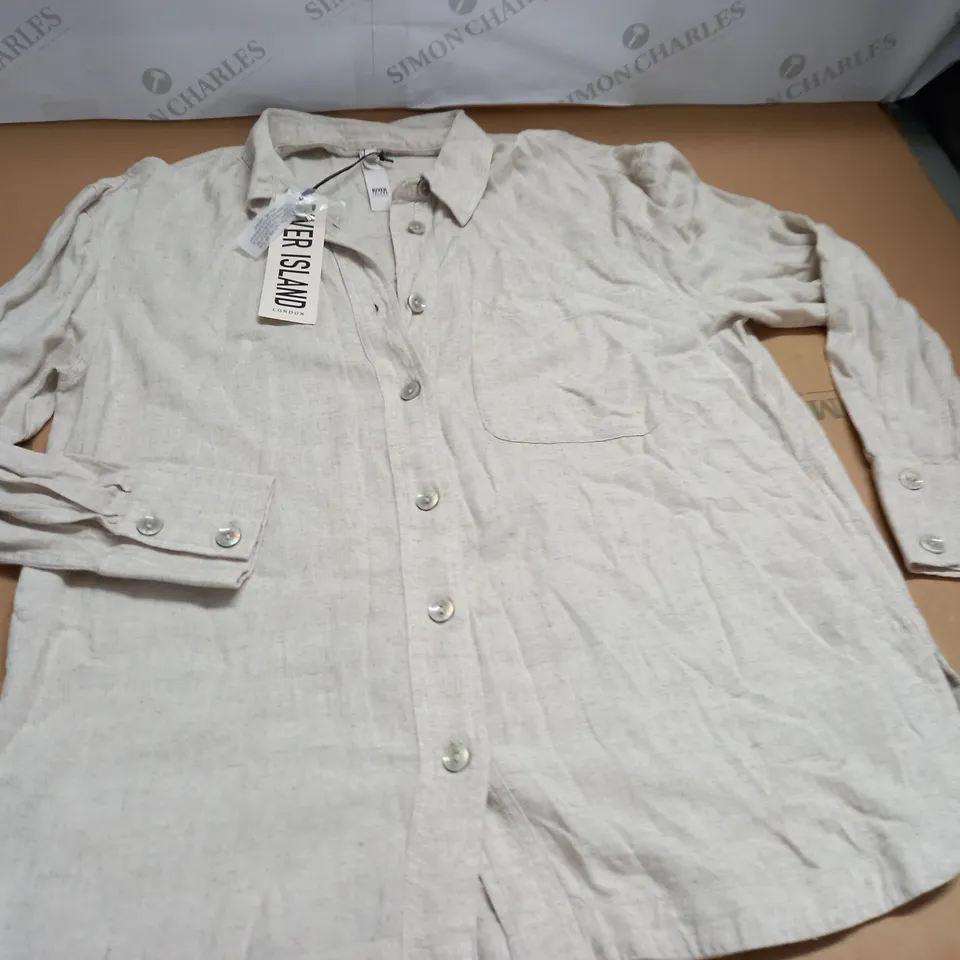 RIVER ISLAND LS SHIRT IN STONE - S