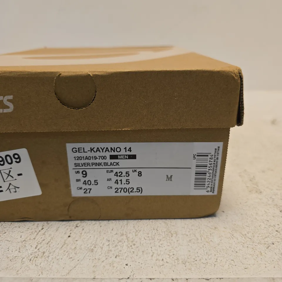 ASICS GEL-KAYANO 14 RUNNING SHOES – SILVER/PINK/BLACK, UK 8