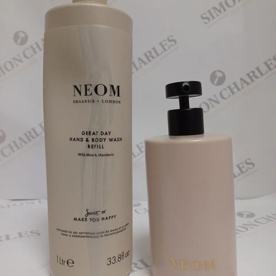 BOXED NEOM GREAT DAY HAND WASH REFILL & CERAMIC DISPENSER 