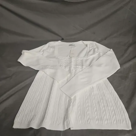 HOLLISTER KINT BUTTON FRONT TOP – WHITE, UK SIZE L