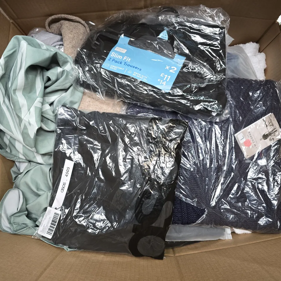 APPROXIMATELY 25 ASSORTED CLOTHING ITEMS IN VARIOUS SIZES, STYLES & COLOURS TO INCLUDE BRANDS SUCH AS JM COOPER, TENA, ASOS, ETC - COLLECTION ONLY