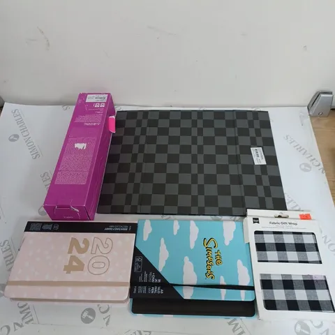 BOX OF ASSORTED HOUSEHOLD ITEMS TO INCLUDE , CALENDERS , CANDLES AND CUPS