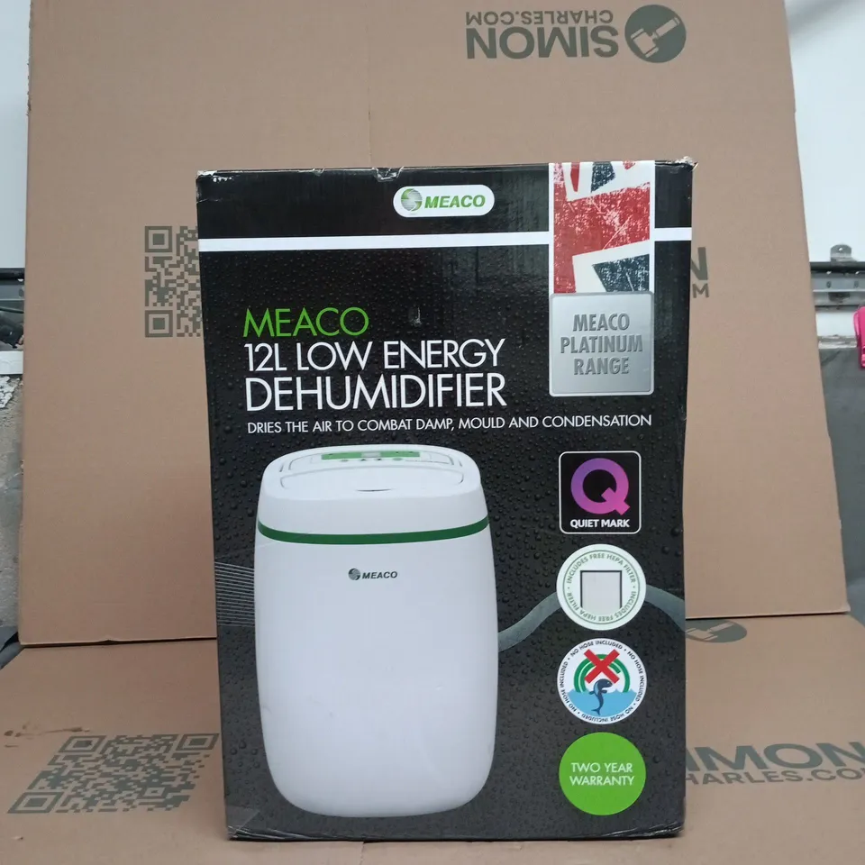 MEACO 12L LOW ENERGY DEHUMIDIFIER BOXED
