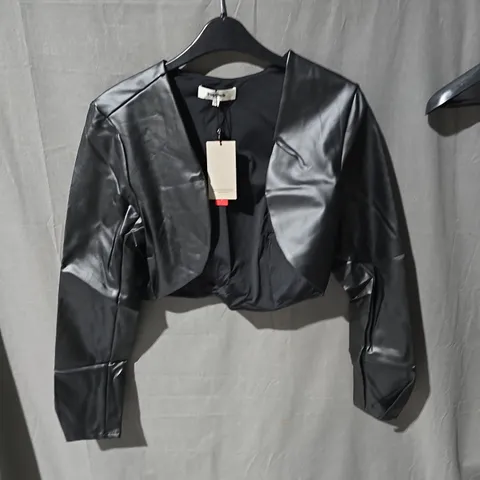 POPILUSH WOMEN'S BLACK CROPPED FAUX LEATHER JACKET β XL