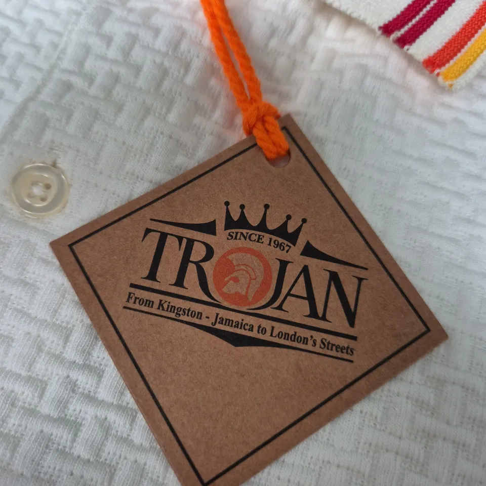 TROJAN WHITE TEXTURED POLO SHIRT – MEN'S M