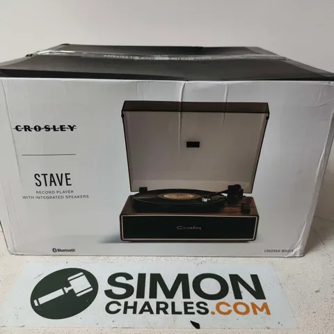 CROSLEY STAVE RECORD PLAYER WITH INTEGRATED SPEAKERS (BLUETOOTH) – BOXED