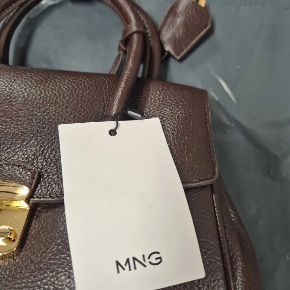 MNG BROWN LEATHER HANDBAG CITY SIENA 601 – GOLD LOCK