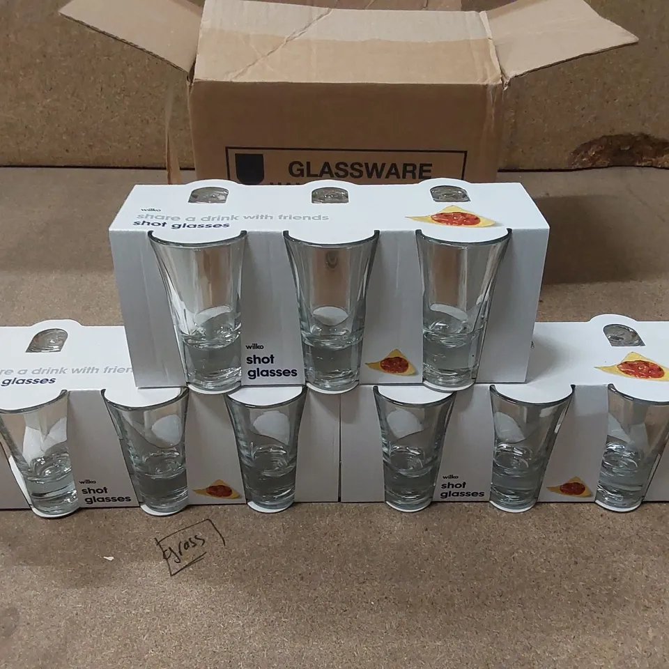 BOX OF APPROXIMATELY 18x WILKO SHOT GLASSES