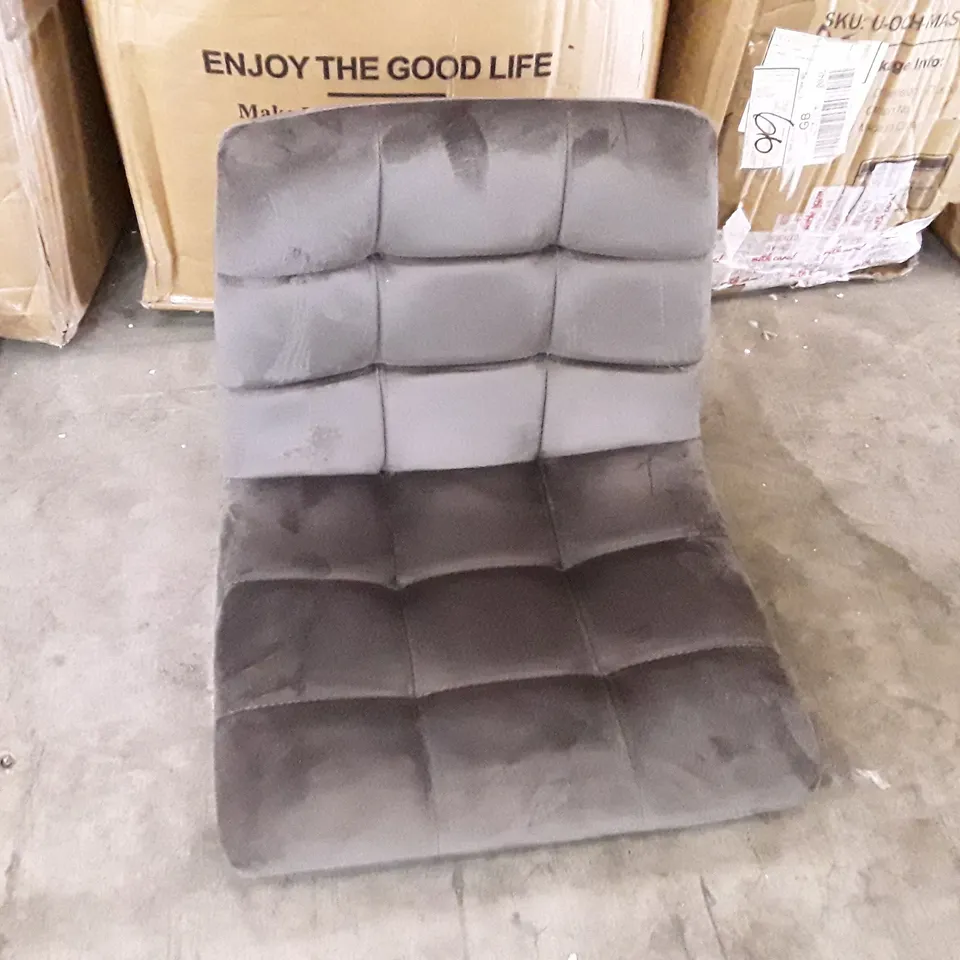 BOXED SET OF 2 CHRISTIE GREY VELVET BAR STOOLS