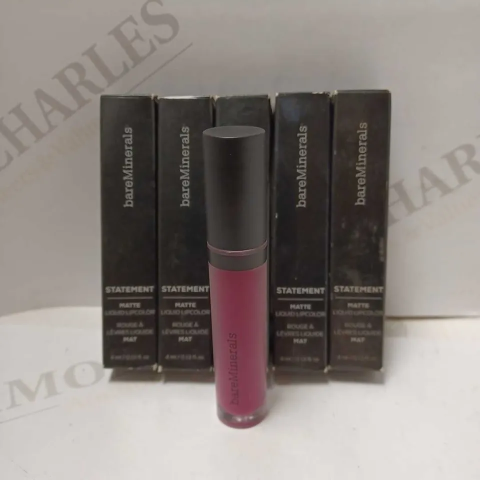 LOT OF 5 BAREMINERALS STATEMENT MATTE OMG VIVID VIOLET LIPSTICKS - OMG