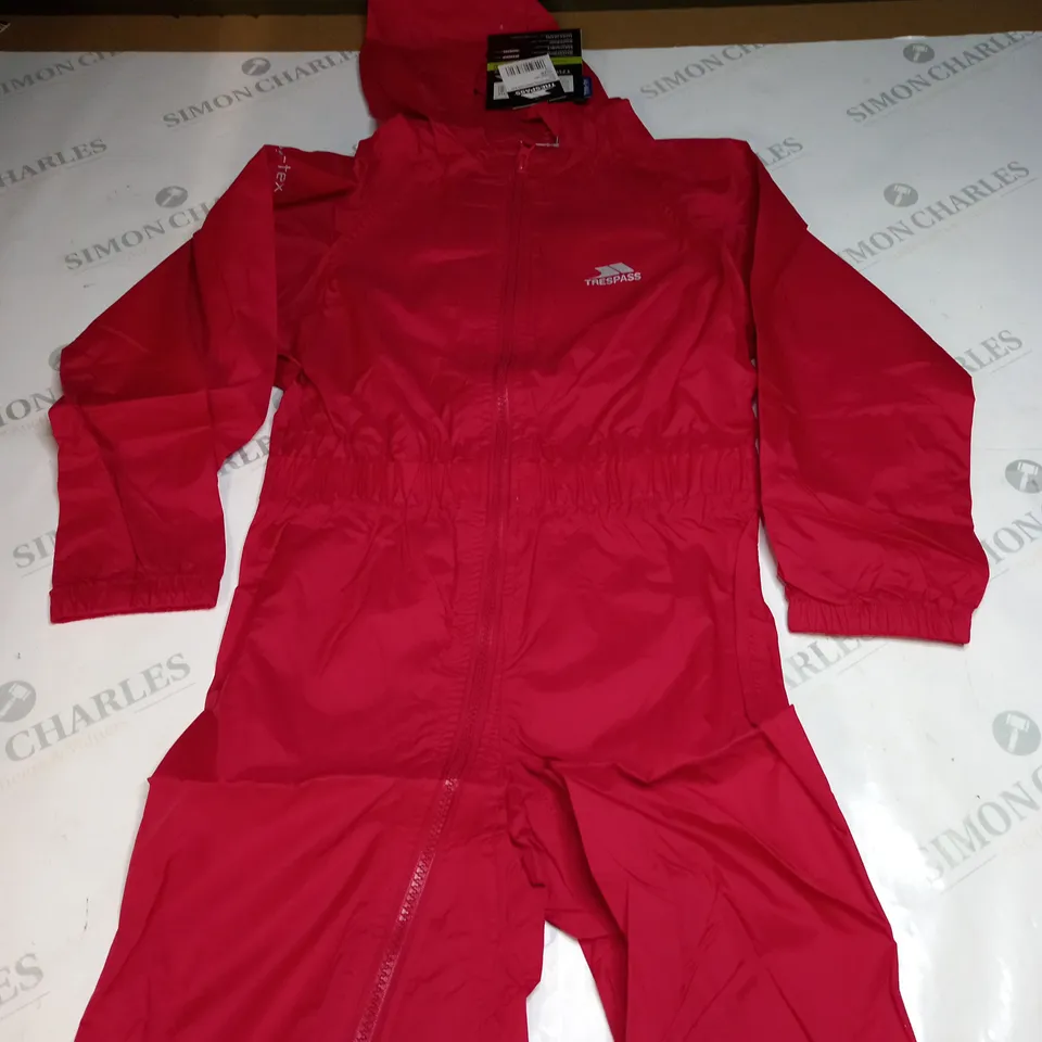 TRESPASS UNISEX WATERPROOF RAIN SUIT SIZE 5-6 YEARS