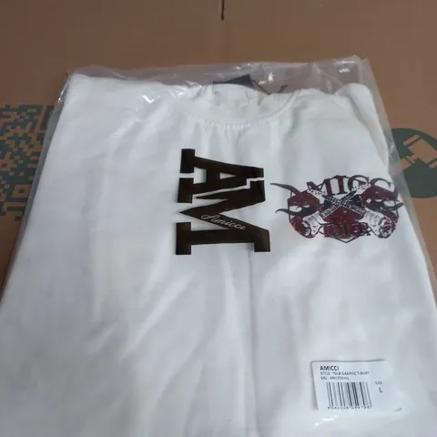 AMICCI TOUR GRAPHIC T-SHIRT – WHITE, SIZE L 
