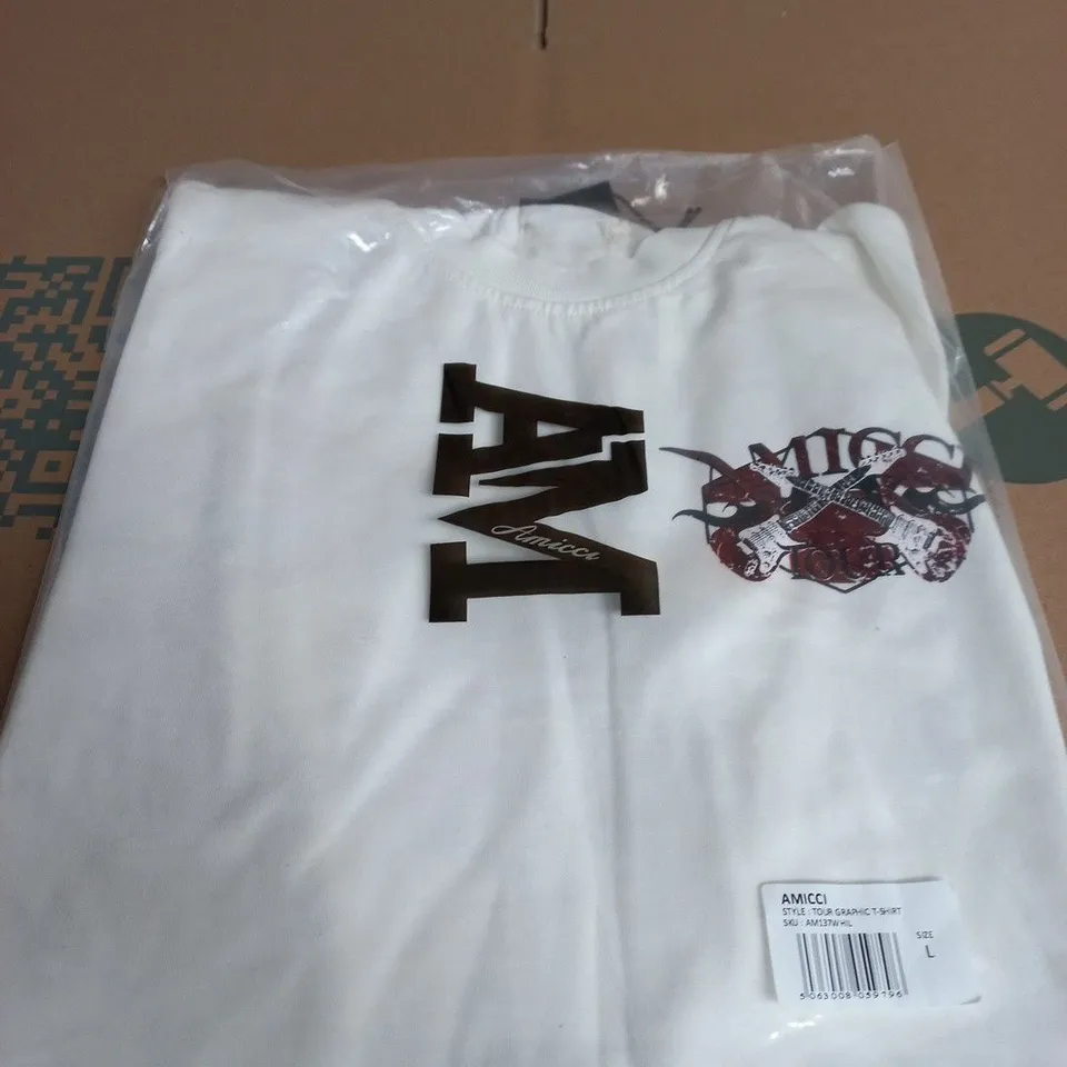 AMICCI TOUR GRAPHIC T-SHIRT – WHITE, SIZE L