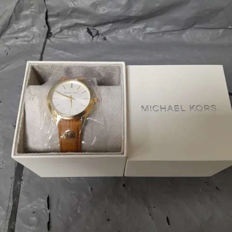 MICHAEL KORS SLIM RUNWAY THREE-HAND LUGGAGE LEATHER WATCH