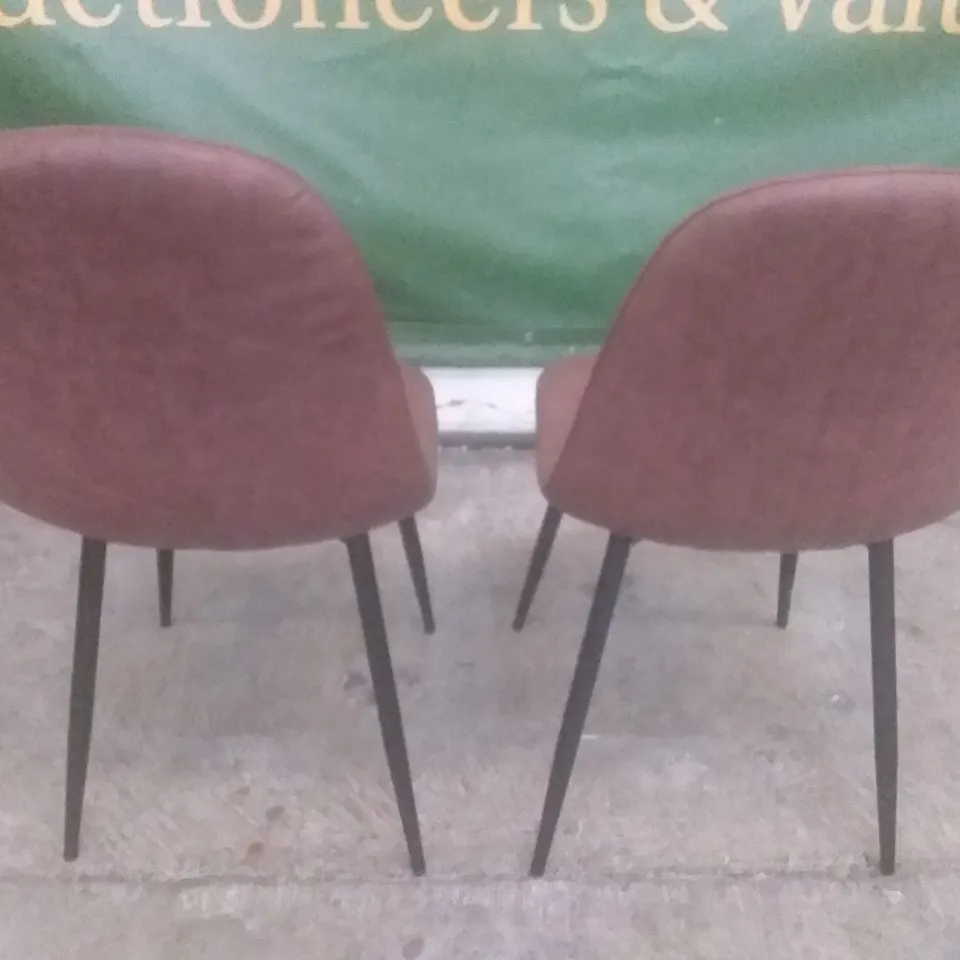 SET OF 2 BROOKLYN TAN LEATHER DINING CHAIRS (BLACK LEG)