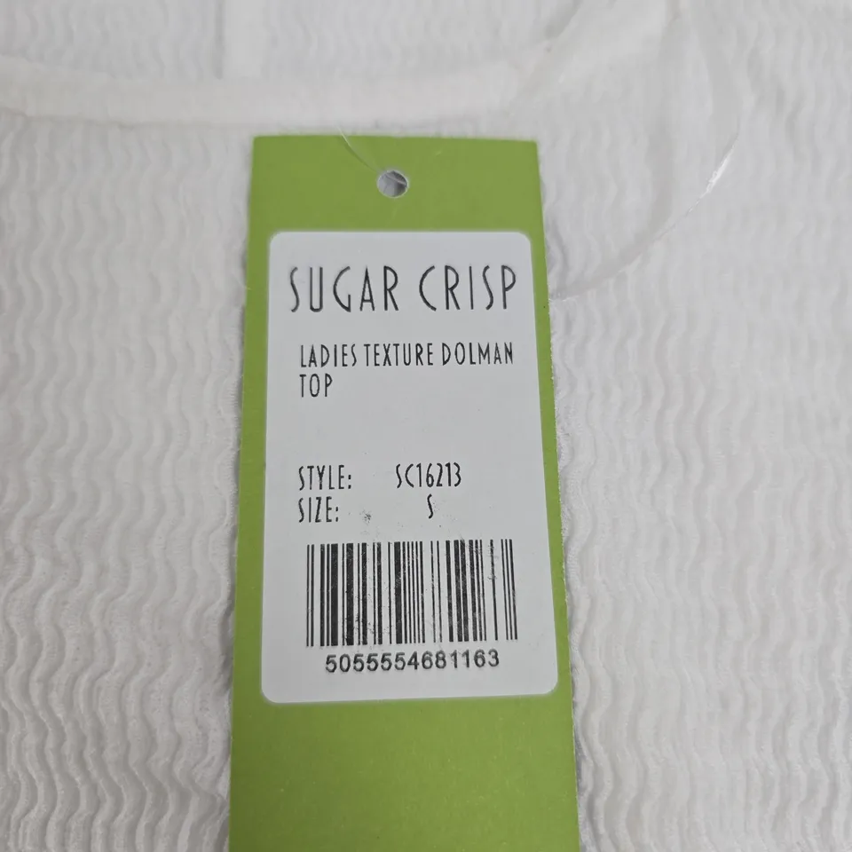 SUGAR CRISP LADIES TEXTURE DOLMAN TOP – SIZE S (WHITE)