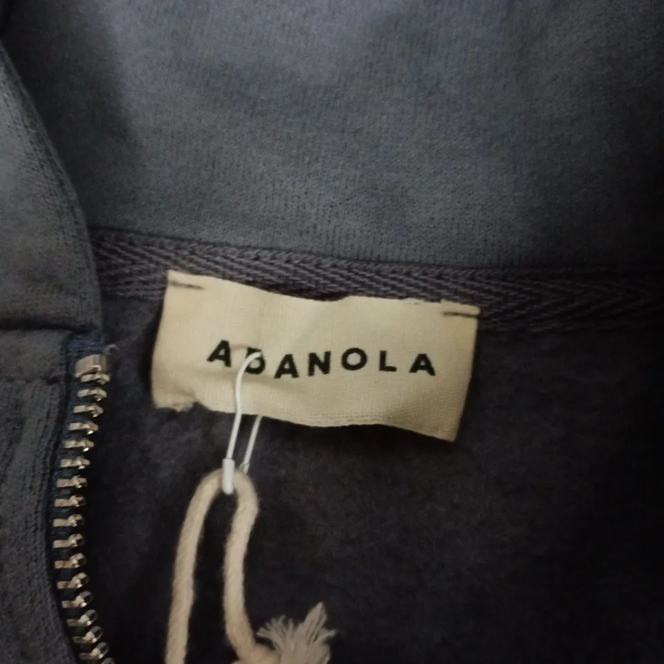 ADANOLA VARSITY LOOSE FIT FULL ZIP HOODIE – SLATE BLUE, SIZE M