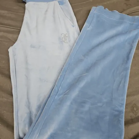 JUICY COUTURE VELVET TROUSERS, BLUE - UK SIZE XXS