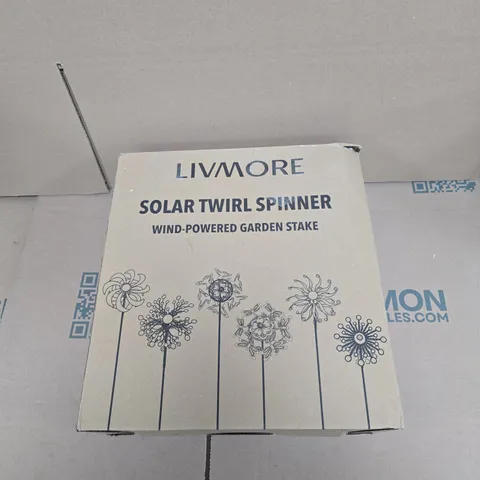 LIVMORE SOLAR TWIRL SPINNER – WIND-POWERED GARDEN STAKE (BOXED)