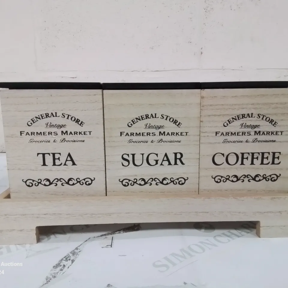 BOXED MANUFACTURERED WOOD JAR SET OF 3 