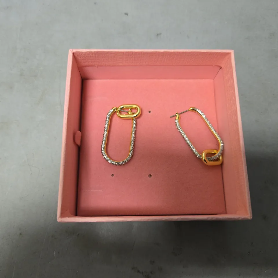 BOXED SWAROVSKI TIME HOOP PIERCED EARRINGS 
