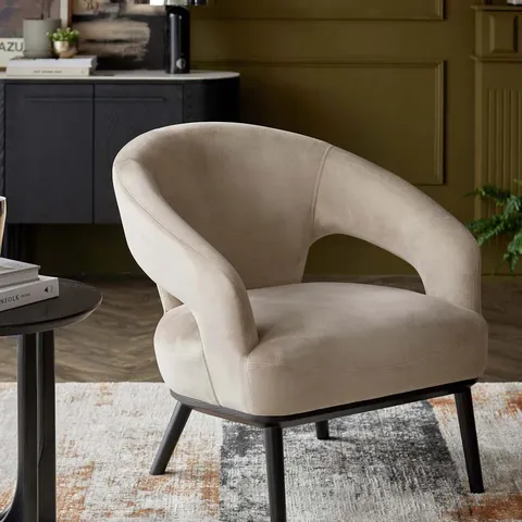 BOXED DANETTI HEATH CHAMPAGNE VELVET ACCENT CHAIR
