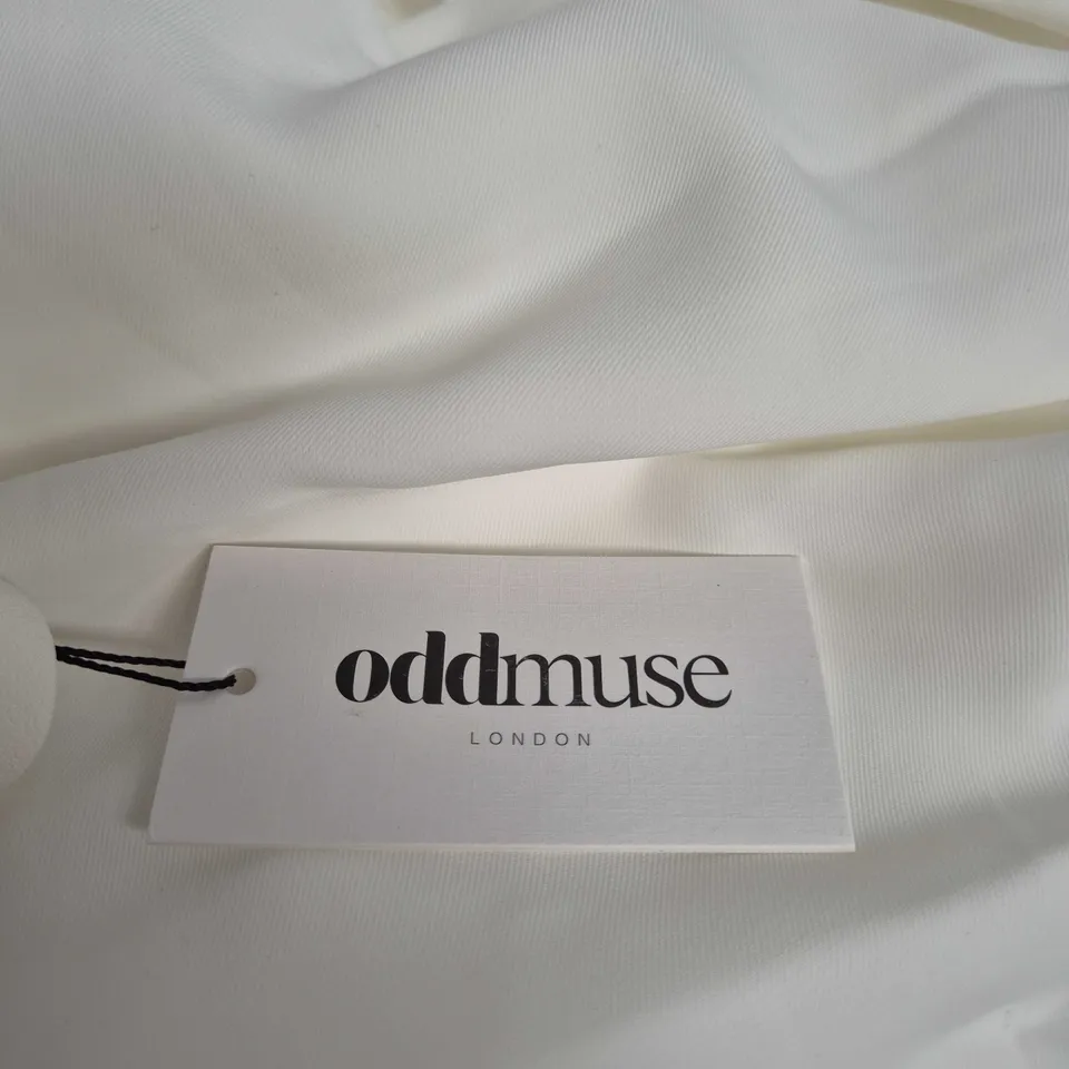 ODDMUSE LONDON THE ULTIMATE MUSE WHITE MIDI DRESS – HIGH-WAIST SQUARE-NECK, SIZE M