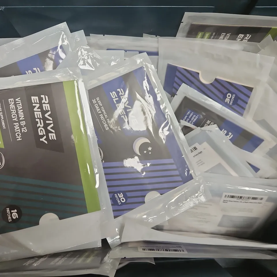 TOTE OF APPROXIMATELY 20 REVIVE ENERGY AND SLEEP PATCHES 