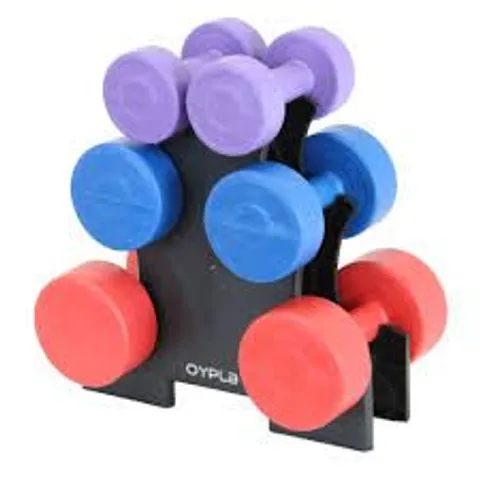 BOXED OYPLA 12KG VINYL HAND DUMBBELL WORKOUT WEIGHT SET