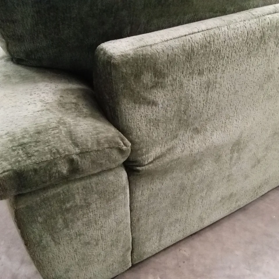 SALERNO STANDARD BACK FABRIC LEFT HAND CORNER CHAISE SOFA - GREEN RRP £899