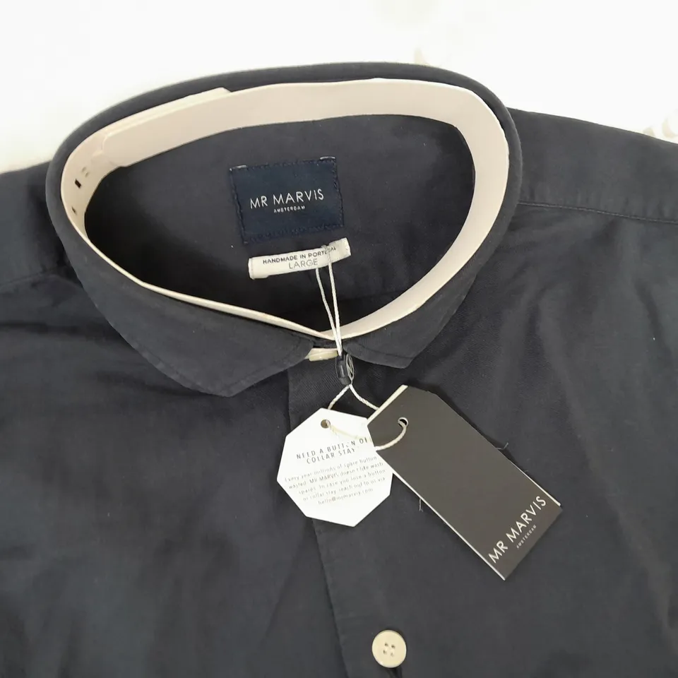 MR MARVINS NAVY LONG SLEEVE SHIRT - LARGE