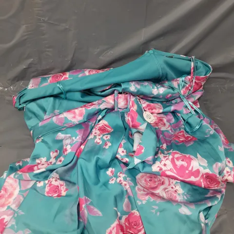 CHI PLUS SIZE CAMI FLORAL WRAP MIDI DRESS - 22
