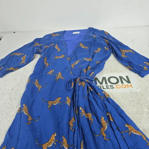 SUGARHILL BOUTIQUE BLUE LEOPARD PRINT DRESS – WOMEN'S UK 12 (EU 40) (US 8)