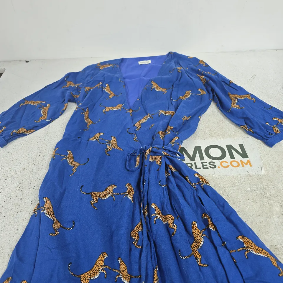 SUGARHILL BOUTIQUE BLUE LEOPARD PRINT DRESS – WOMEN'S UK 12 (EU 40) (US 8)