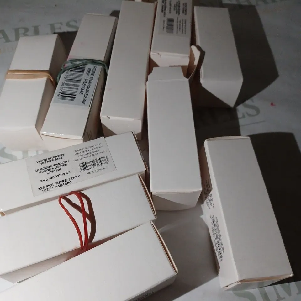 LOT OF APPROX 10 ASSORTED GIVENCHY LIPSTICKS TO INCLUDE HEROIC RED, ROSE BRODERIE, POURPRE EDGY, ETC 