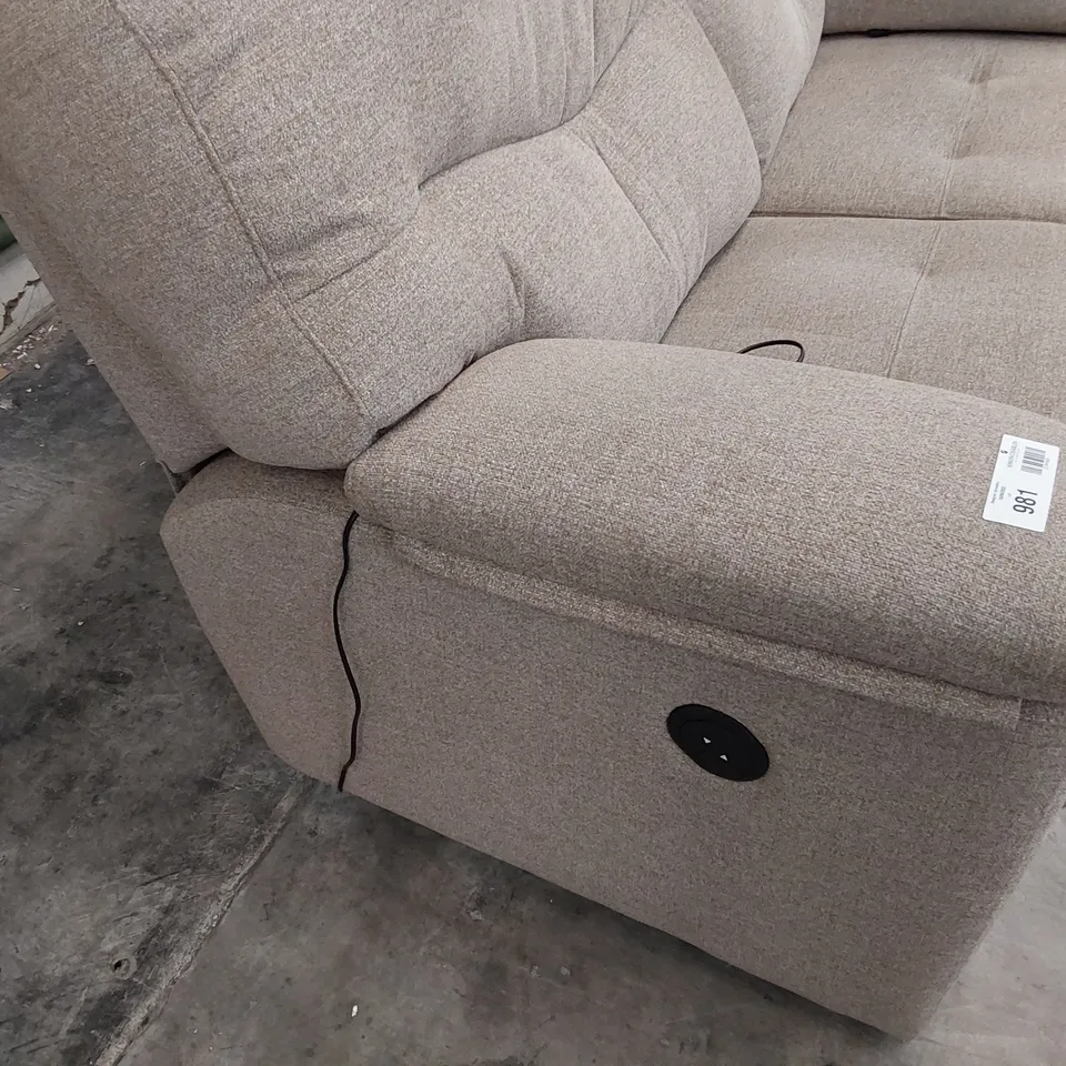 QUALITY BRITISH DESIGNER G PLAN STRATFORD POWER RECLINING TWO SEATER SOFA NIMBUS EARTH FABRIC 