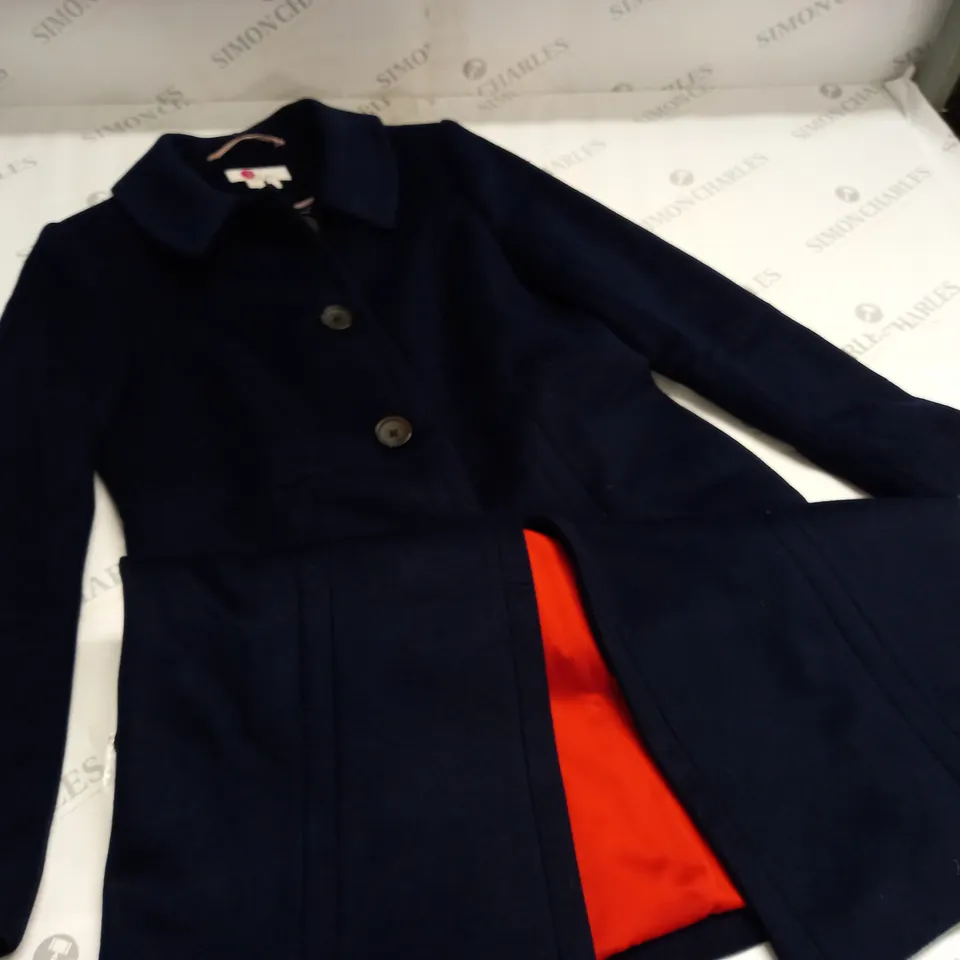 BODEN NAVY BUTTON FRONT COAT - UK 8P