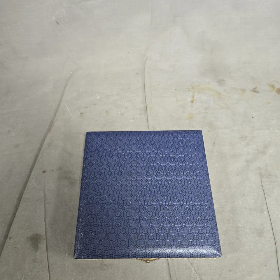 SIX-PIECE ORNATE SILVER-PLATED SPOON SET IN BLUE PRESENTATION BOX 