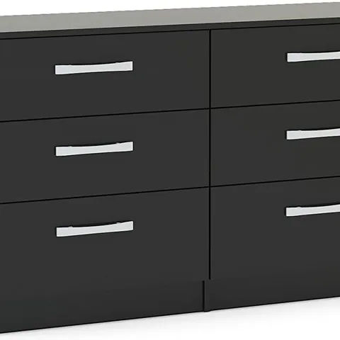BOXED BIRLEA LYNX 6-DRAWER CHEST - HIGH GLOSS, BLACK (1 BOX)