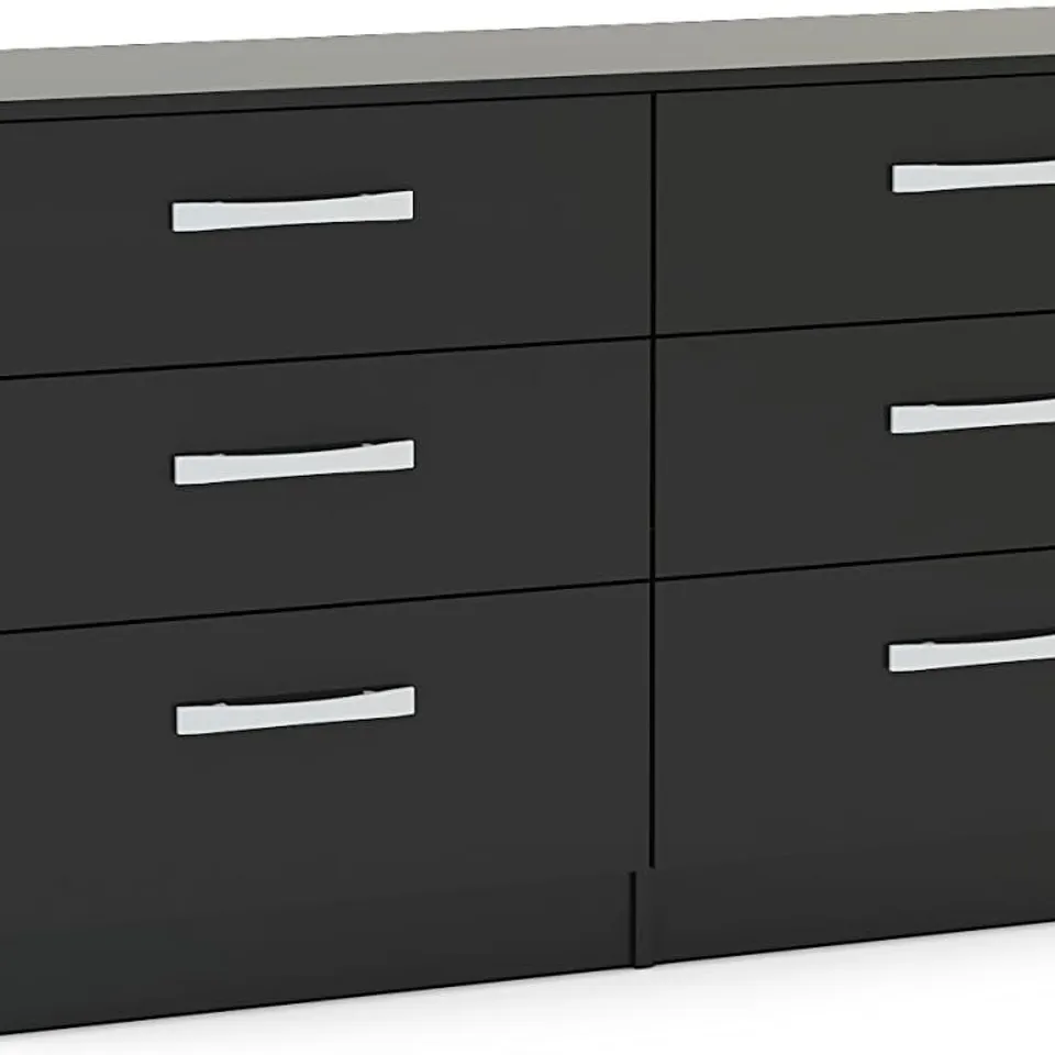 BOXED BIRLEA LYNX 6-DRAWER CHEST - HIGH GLOSS, BLACK (1 BOX)