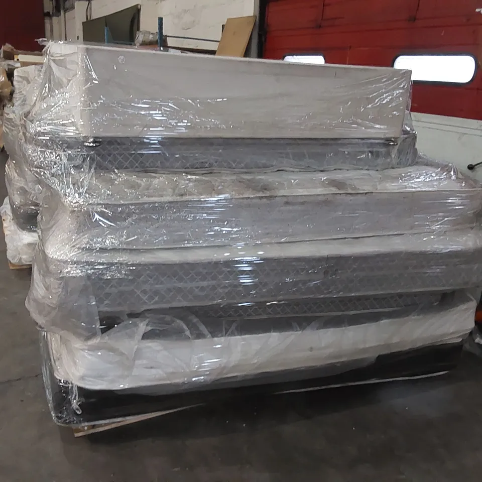 PALLET OF 5 MATTRESSES - ASSORTED SIZES, CONDITIONS, BRANDS AND 1 DIVAN BASE PART