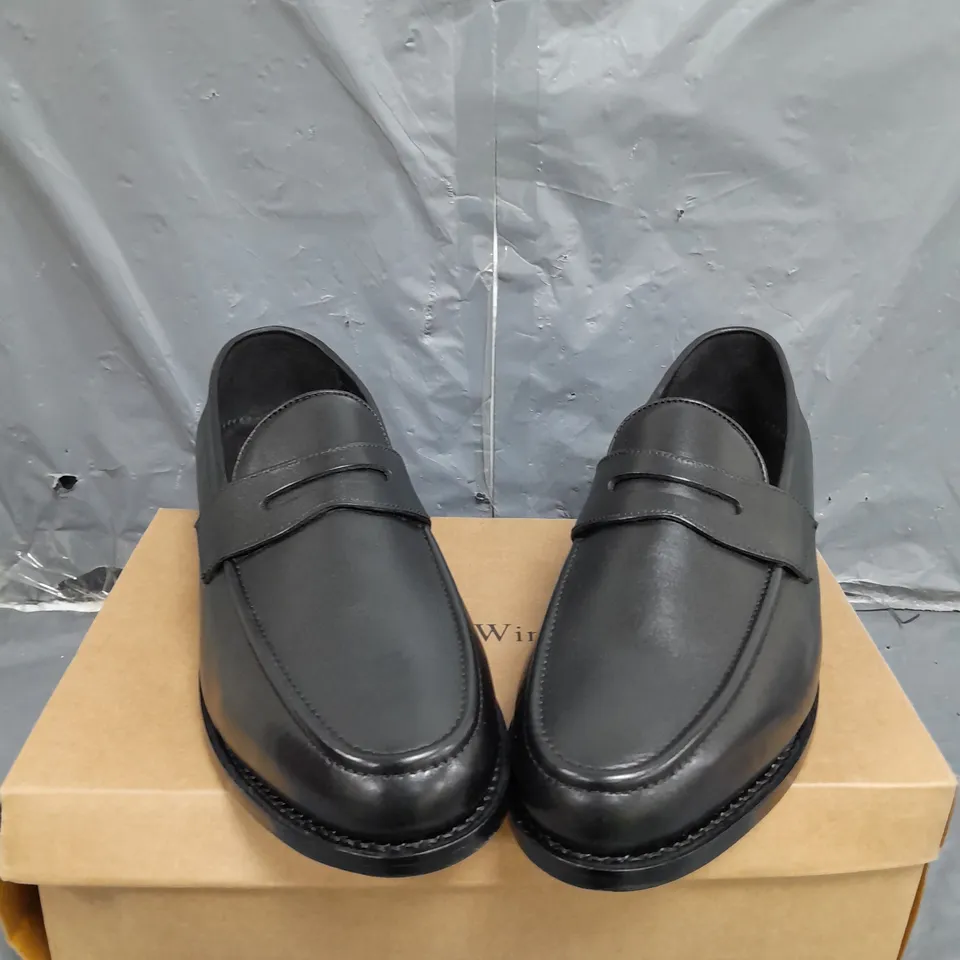 BOXED SAMUEL WIDMOR BLACK LEATHER SHOES SIZE 13
