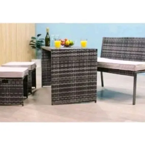 BOXED GARDEN FURNITURE - BRAND NEW LINEA 4 PIECE LUXURY RATTAN SET + COVER