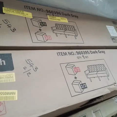 BOXED 2-SEATER SOFA BED (DARK GREY) -2 BOXES-