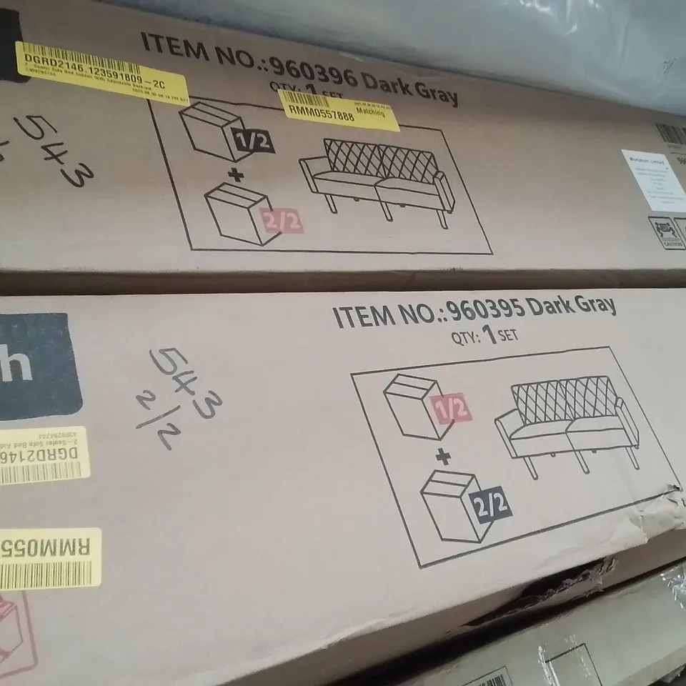 BOXED 2-SEATER SOFA BED (DARK GREY) -2 BOXES-