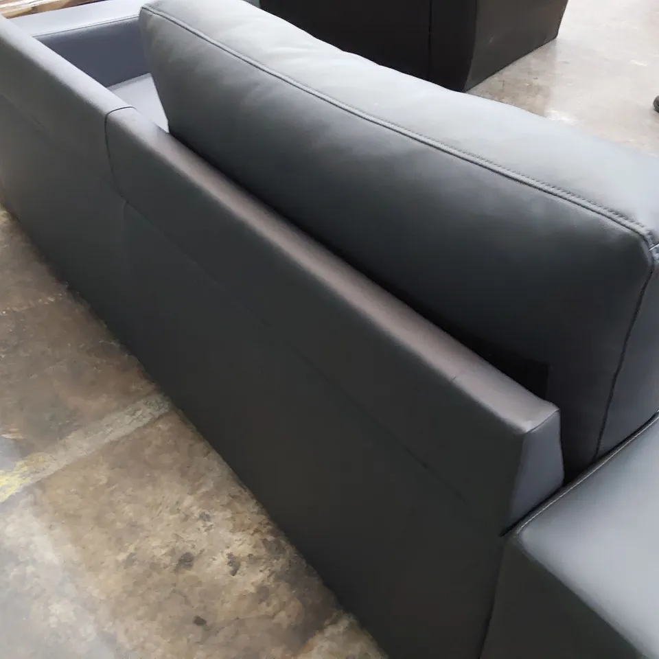 DESIGNER THREE SEATER SOFA GREY LEATHER 