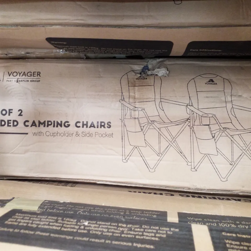 BOXED VOYAGER SET OF 2 PADDED CAMPING CHAIRS - GREY