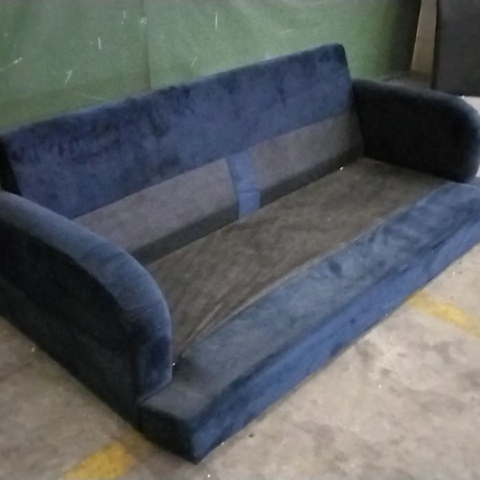 DESIGNER DARK BLUE PLUSH VELVET 2 SEATER SOFA