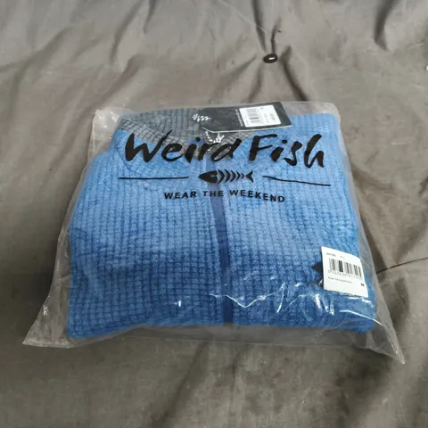 WEIRD FISH SHIRES FULL ZIP GRID FLEECE – BLUE – UK M