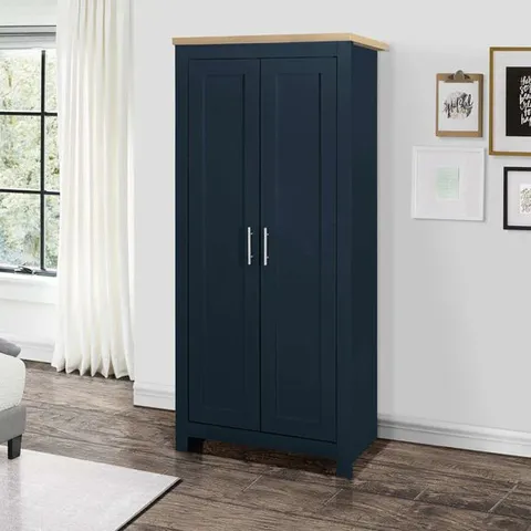 BOXED HIGHGATE 2 DOOR WARDROBE - NAVY/OAK (2 BOXES)